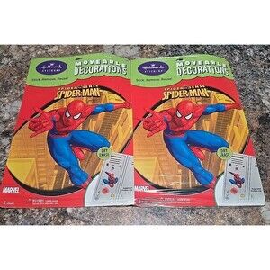 New 2 Pack HALLMARK Stickers MOVEABLE DECORATIONS Marvel Spiderman REMOVE REUSE